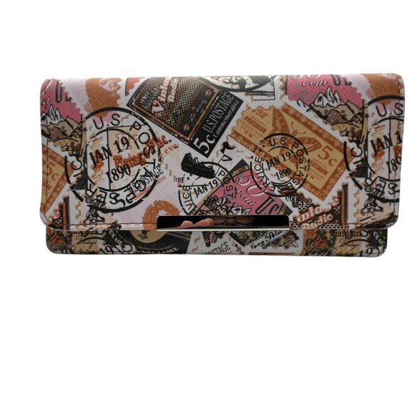 EUC Time & Tru Piper Style Postage Stamps Wallet - Picture 6 of 12